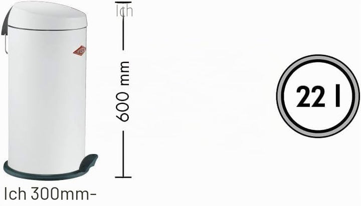 WESCO klassischer Tretabfallsammler CAPBOY MAXI in der Farbe weiss, pulverbeschichtetes Stahlblech,