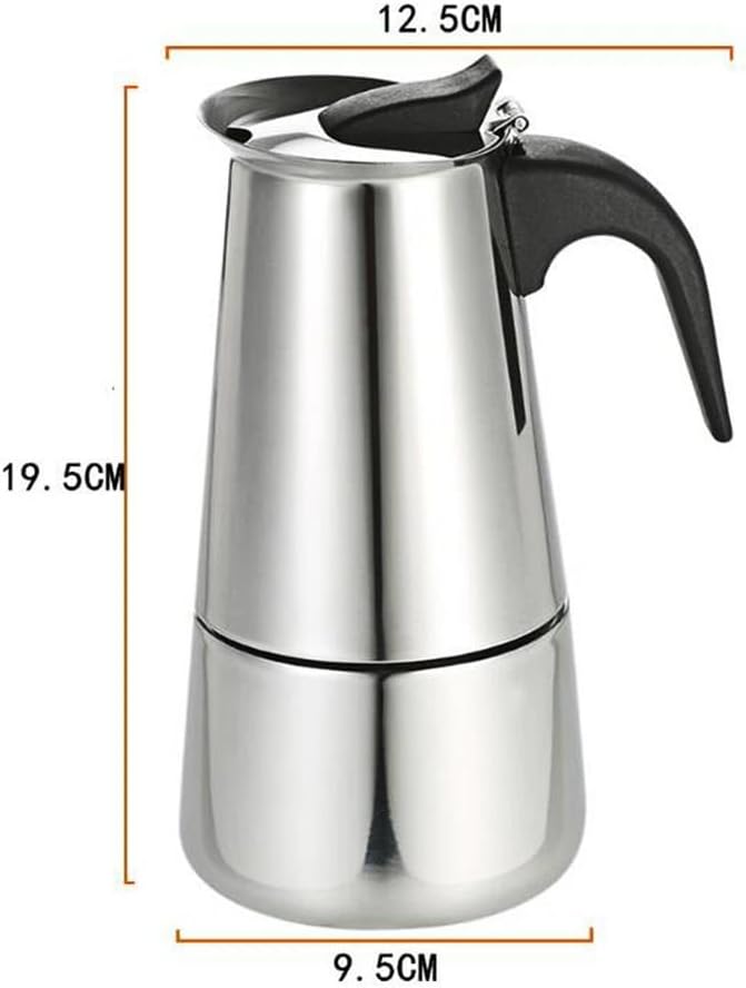 200ml/300ml Edelstahl Kaffeekocher Set, tragbarer Espressokocher mit Heizbasis, geeignet für Küche,