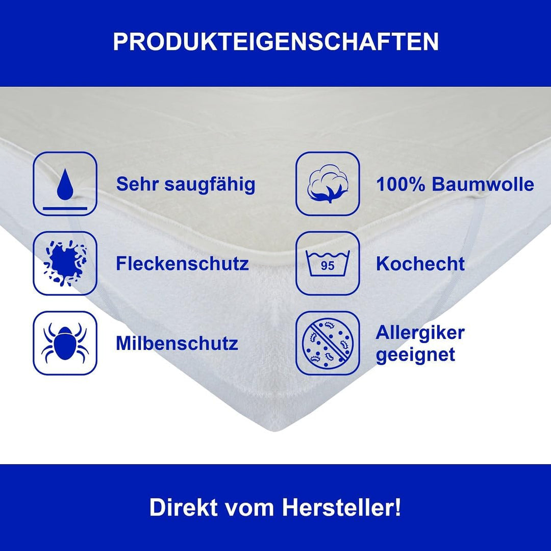 Dukal | Molton-Auflage mit Eckgummi | 80 x 200 cm | aus hochwertigem Kalmuck-Molton | 100% Baumwolle