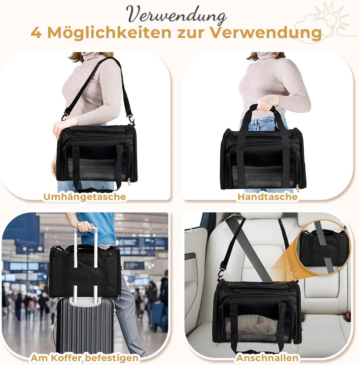 Lohofrnny Transporttasche Katze, Transportbox für Katze Hund, Katzentransporttasche, Faltbare Hausti