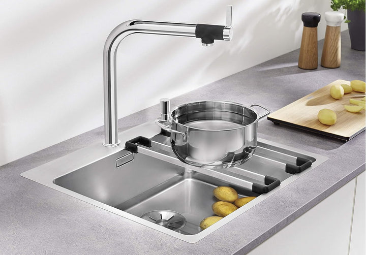 BLANCO 2 x TOP-Schienen | Edelstahl/Kunststoff | 416 x 60 mm | Passend zu allen Spülen und Becken mi
