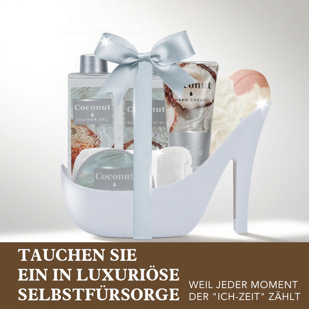 SPA LUXETIQUE Damen Bade Geschenkset - 8tlg Kokosnuss Duft Geburtstaggeschenk Wellness Set für Fraue