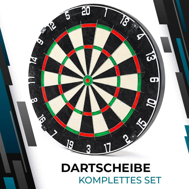 Sportisfaction Dartscheibe Set, Steeldart Scheibe aus Sisal mit 6 Pfeilen &amp; Anspitzer und verstellba