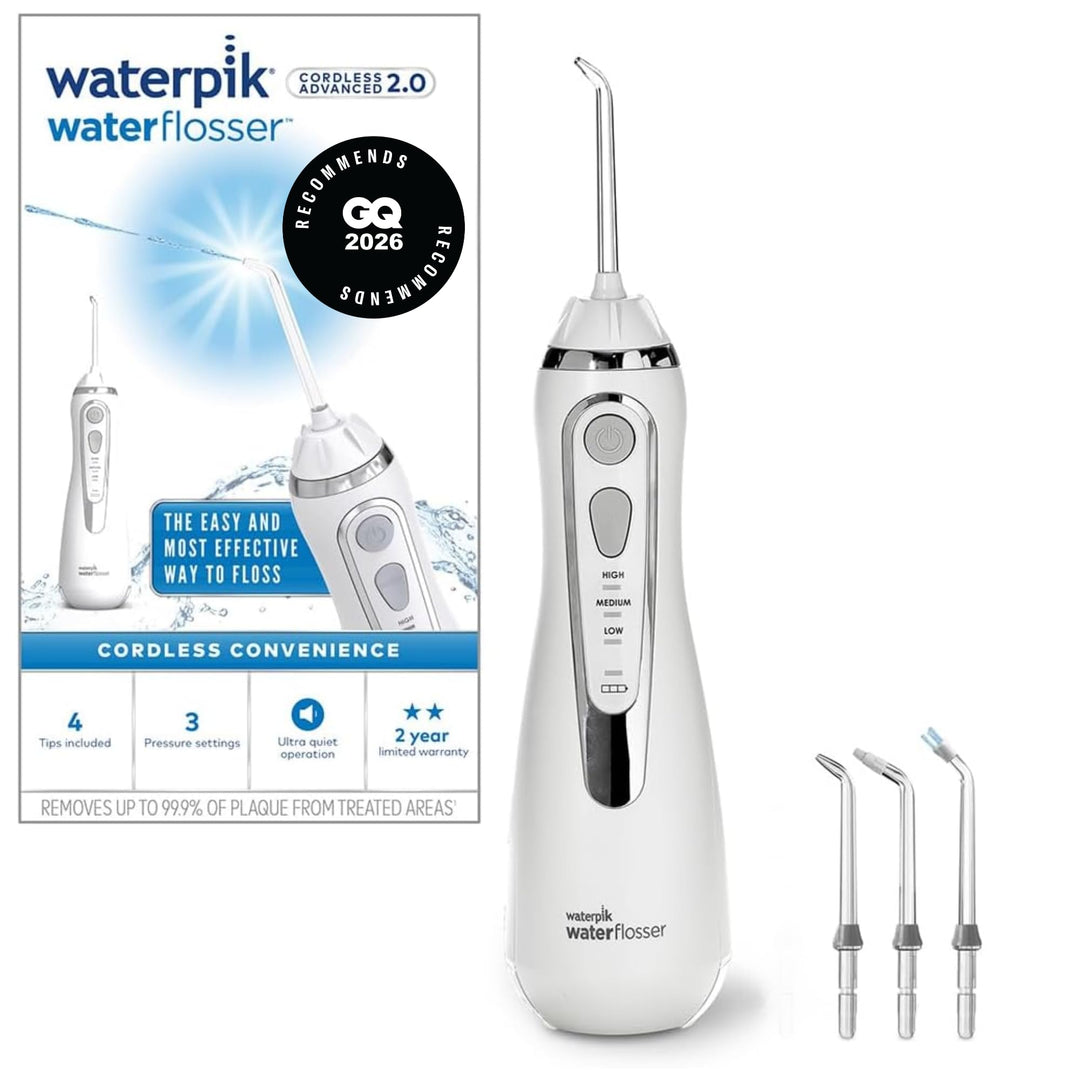 Waterpik Kabellose Munddusche Advanced, 4 Aufsätze, 3,1-5,2 bar Druckbereich, 3 Druckeinstellungen,