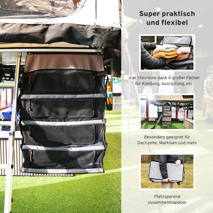 CAMPWERK Regal Organizer – Hängeorganizer mit 4 Fächern – Robust & platzsparend für Camping & Dachze