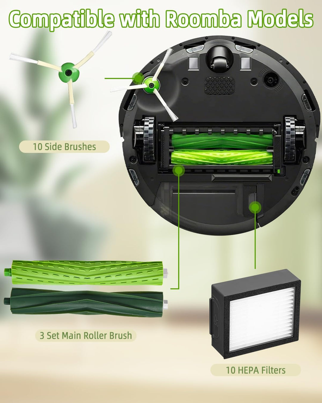 SOBEAU Zubehörset für iRobot Roomba i7 i7+ i3 i3+ i4 i4+ j7 j7+ i8 i8+ E5 E6 Staubsauger, Bürsten Er