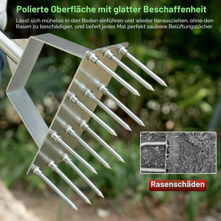 Rasenlüfter, Manueller Aerifizierer für Rasen mit 12 Spikes,Belüfter Werkzeuge für Rasenpflege und V