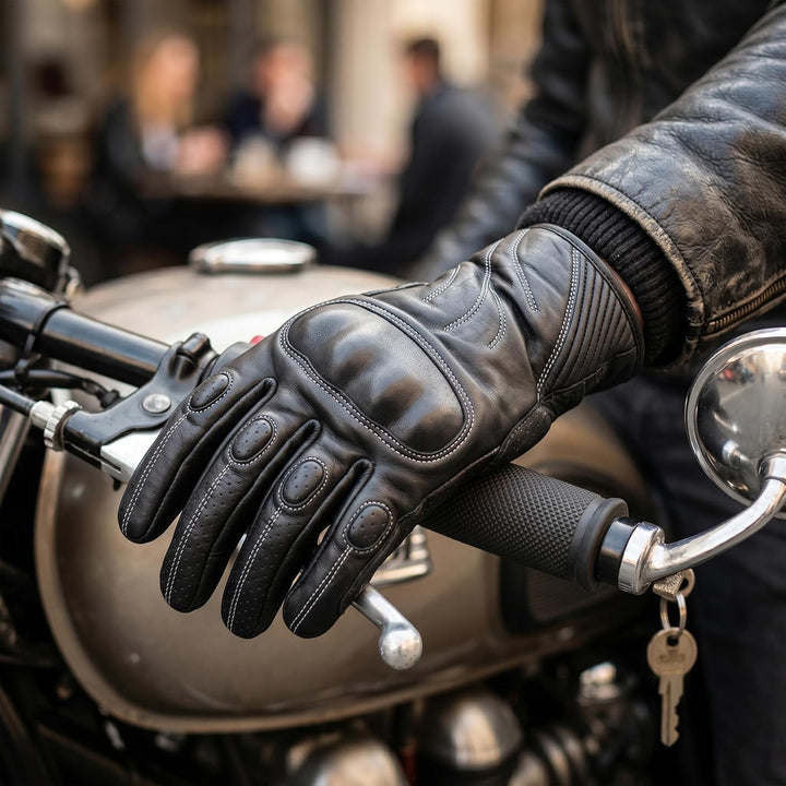 German Wear Motorradhandschuhe Motorrad Biker Lederhandschuhe Schwarz 8=m, 8=m