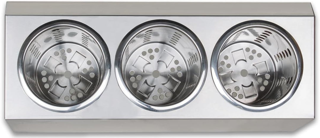 Beeketal 'BBK-3' Profi Gastro Besteckbehälter aus Edelstahl poliert inkl. 3 Köcher einreihig, entneh