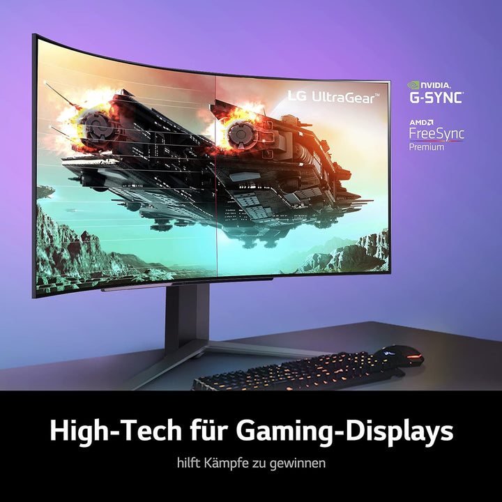 LG Electronics 45GR95QE-B Ultragear Gaming Monitor 45" (113 cm), Curved, OLED, 3440 x 1440, 21:9, WQ