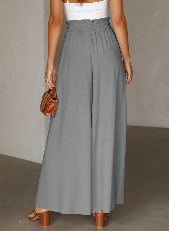 Dokotoo Sommerhose Damen Leicht Palazzo Hose Elegant Sommer High Waist Baggy Freizeithose Baumwolle