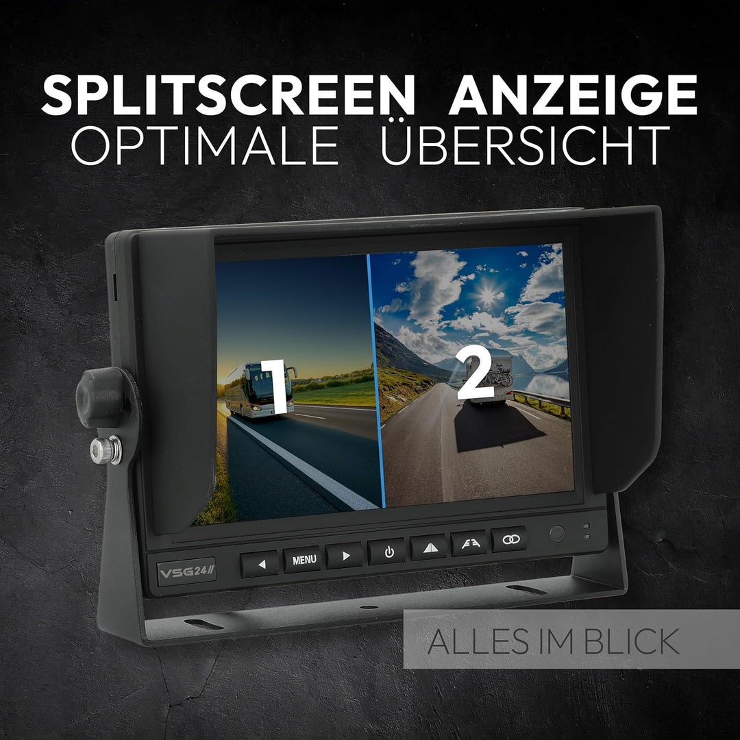 VSG24 7“ Evolution HD Funk Rückfahrsystem für Wohnmobil &amp; LKW, KFZ Set kabellos inkl. Rückfahrkamera