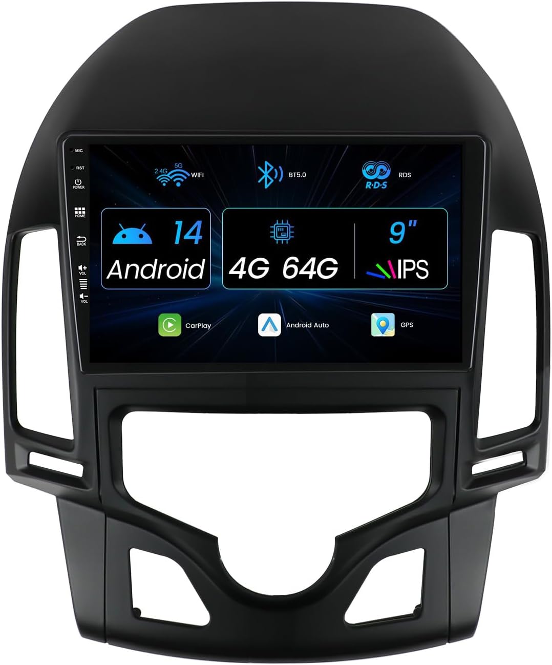 9 Zoll Android 12 Autoradio für Hyundai I30 2006–2011, GPS-frei, 2 Din Rückfahrkamera, Carplay, DSP-