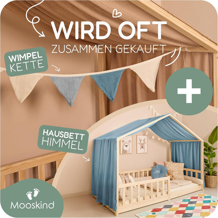 Hausbett Himmel – Aus weichem Musselin in 7 Farben – 100% Bio-Baumwolle – Traumhafte Hausbett Deko &