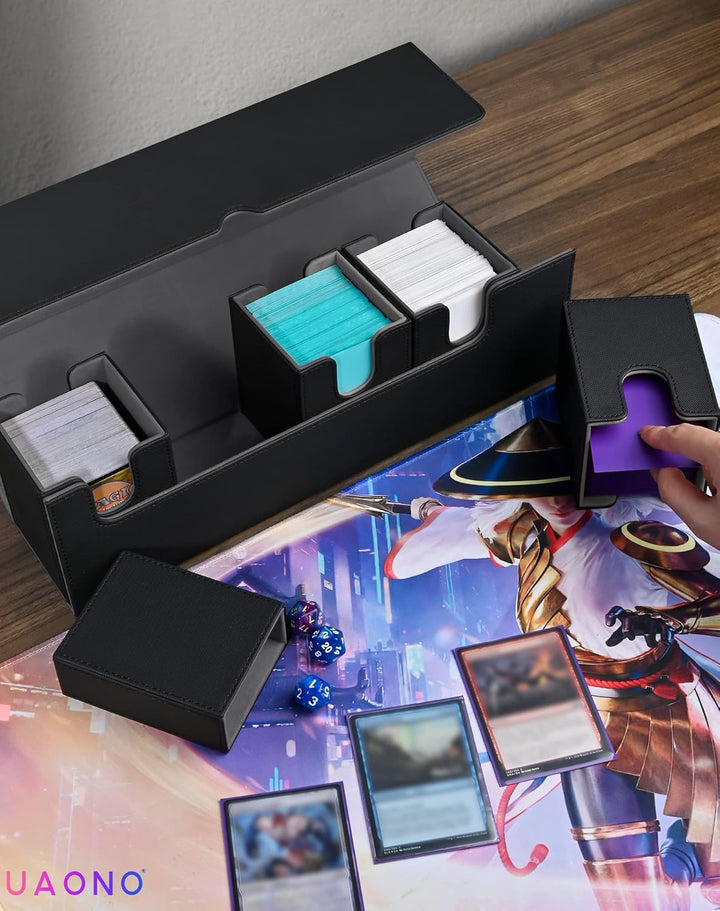 Sammelkarten Box mit Würfelablage für MTG,Premium-Kartenbox mit starkem Magnet zur Aufbewahrung für