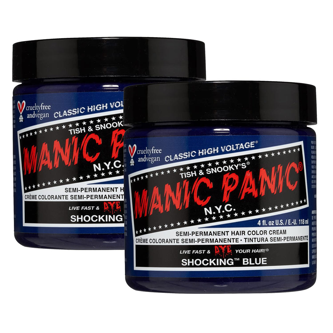 Manic Panic Shocking Blue Classic Creme, Vegan, Cruelty Free, Semi Permanent Hair Dye 2 x 118ml Shoc