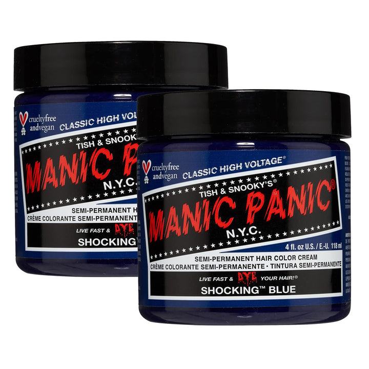 Manic Panic Shocking Blue Classic Creme, Vegan, Cruelty Free, Semi Permanent Hair Dye 2 x 118ml Shoc