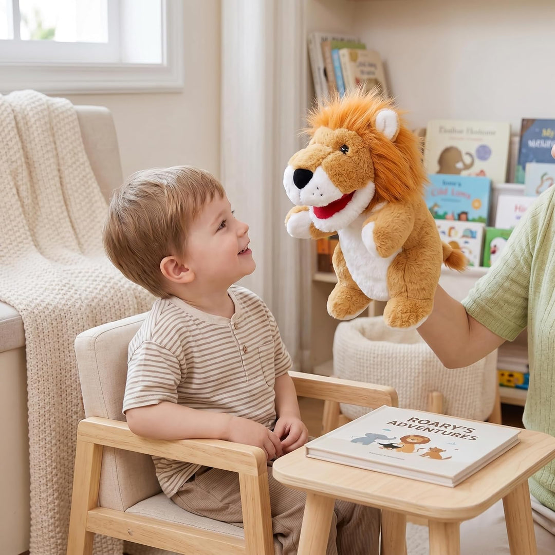 2026 Tierhandpuppen für Kinder,Kleinkind enthält Wolf,Tiger,Löwe,AFFE und bewegliche offene Münder,p