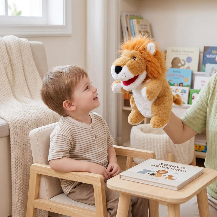 2026 Tierhandpuppen für Kinder,Kleinkind enthält Wolf,Tiger,Löwe,AFFE und bewegliche offene Münder,p