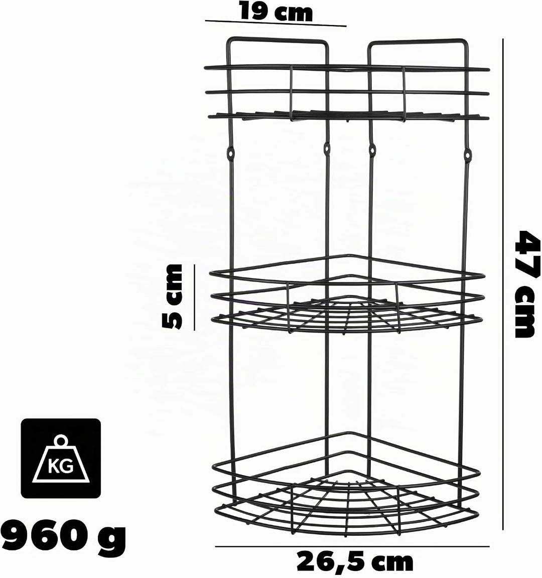 KADAX Duschablage Ecke, Badezimmer Organizer, Eckregal, Badregal, Duschregal, Duschgel und Shampoo H