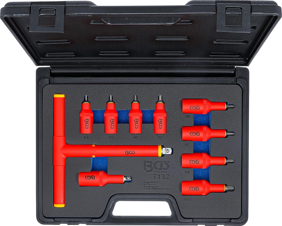 BGS 7132 | VDE-Bit-Einsatz-Satz | Antrieb Innenvierkant 10 mm (3/8") / 12,5 mm (1/2") | Innensechska