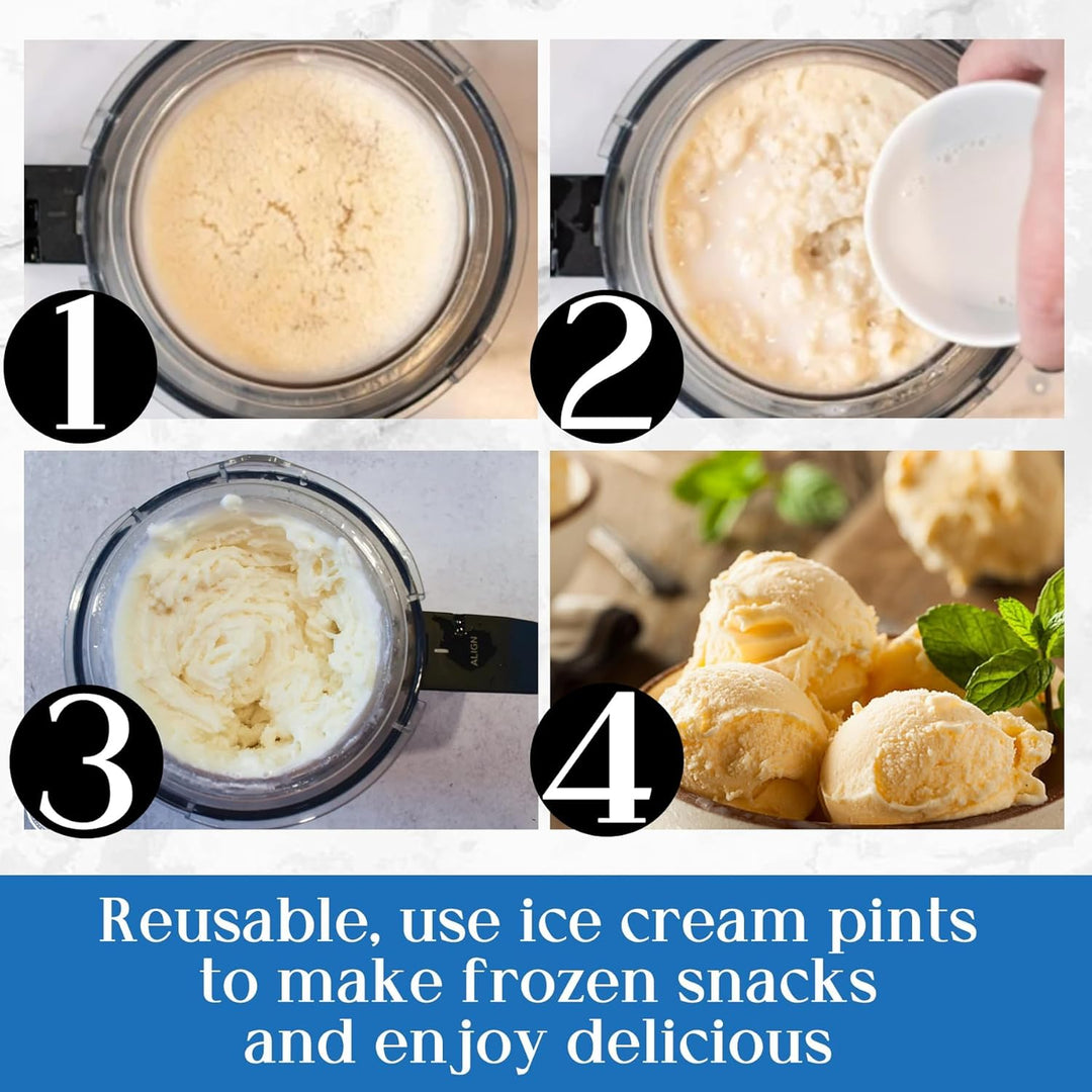 4 Stück Eiscreme Behälter,Mit vier Löffeln,Mit Deckel Wiederverwendbare Creami Tubs,Kompatibel mit N