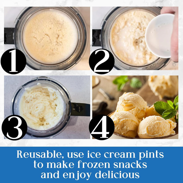 4 Stück Eiscreme Behälter,Mit vier Löffeln,Mit Deckel Wiederverwendbare Creami Tubs,Kompatibel mit N