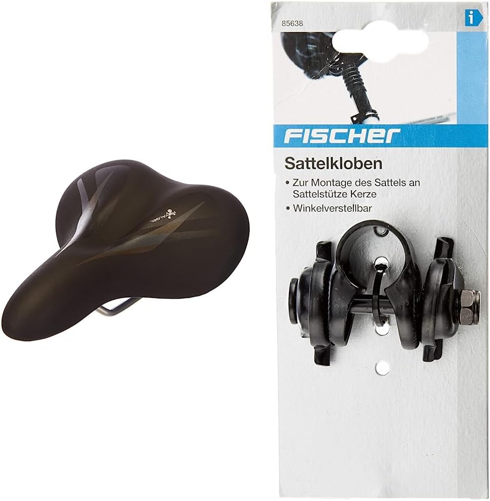 Selle Royal Damen Gel Trekkingsattel, schwarz, One Size Bundle mit Sattelkloben, schwarz, Bundle mit