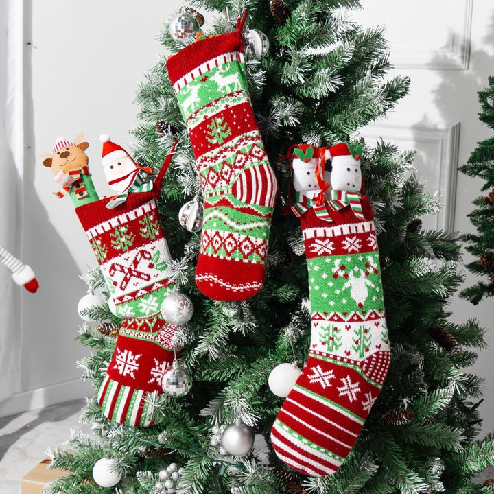 JOYIN 3 Pack 45.7cm Gestrickte, grosse rustikale Zopfmuster Nikolausstrumpf-Nikolausstiefel für für