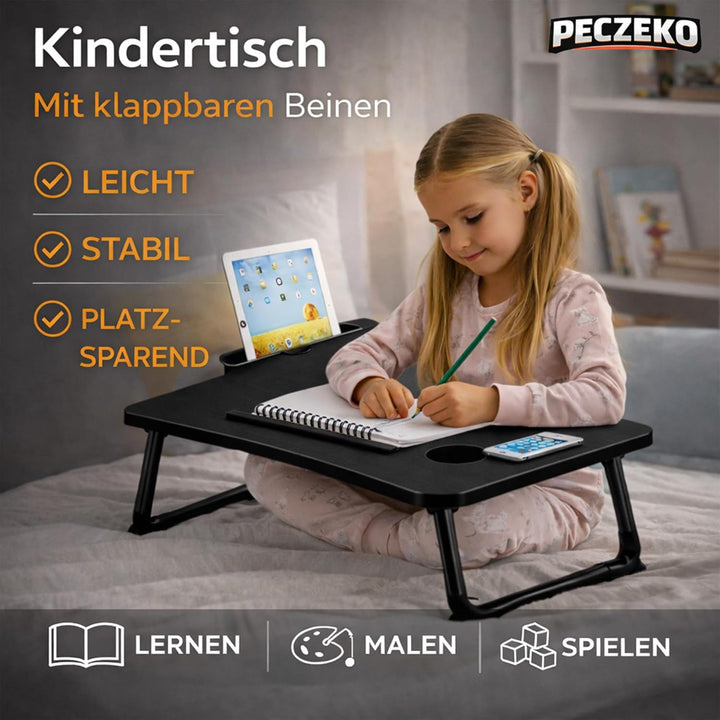 Laptoptisch Klappbar – Laptopständer mit Tablet-Halter, Frühstückstablett aus Holz, Tisch für Sofa u