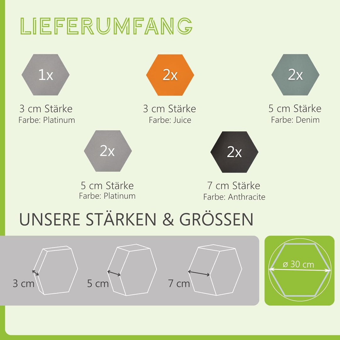 platino24 Akustikpaneele 9 Elemente Edition LOFT 3D I Ø 300mm Akustikplatten Schalldämmung Wand & De