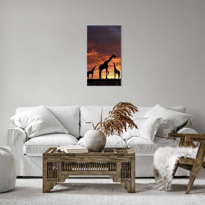 Bilder auf Leinwand Giraffe Afrika Sonne Safari Leinwandbild mit Rahmen 45x80cm Wandbilder Dekoratio