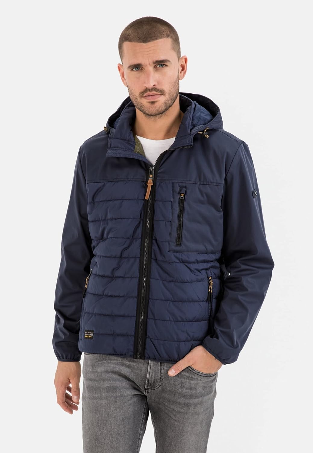 camel active Herren Hybrid-Blouson mit Kapuze 29 Blau, 29 Blau