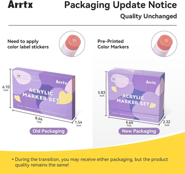 Arrtx Acrylstifte für Steine Bemalen, 30 Farben Acrylstifte Marker Pinsel Spitze, Permanent Acrylmar
