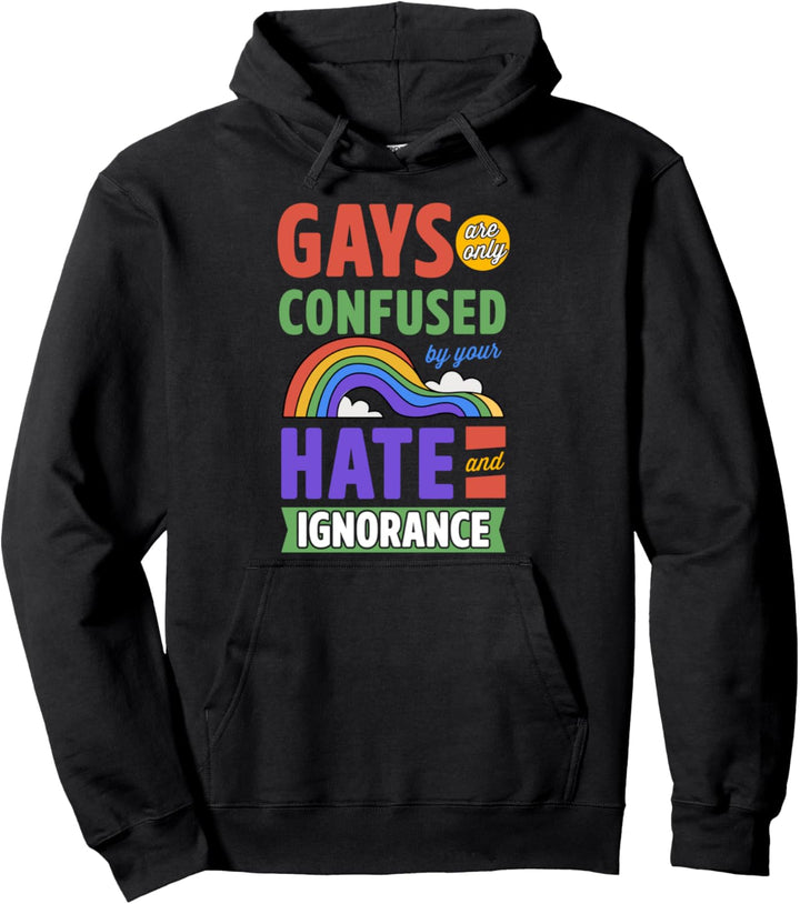 Gays Are Only Confused By Your Hate and Ignorance Funny Cute Pullover Hoodie