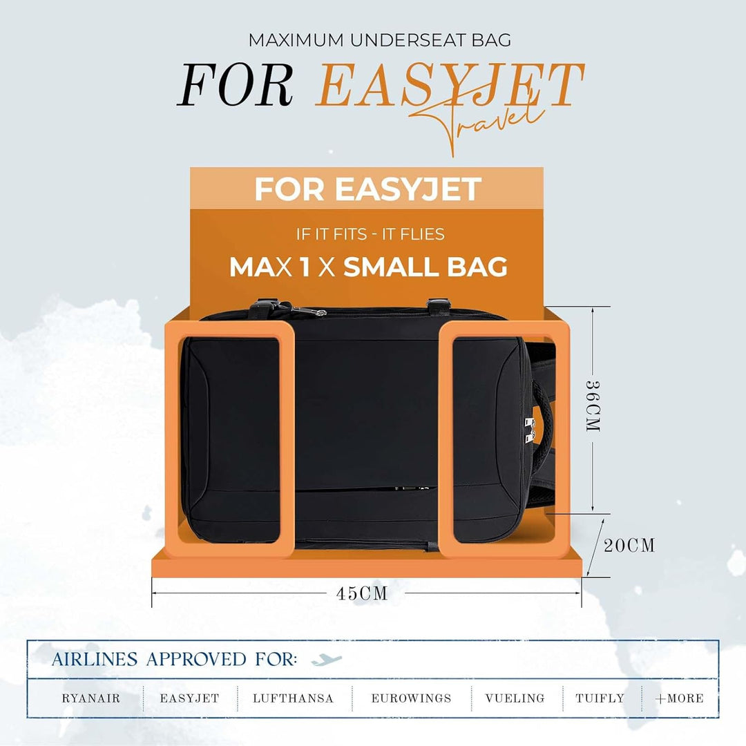 VMIKIV Handgepäck Rucksack für Easyjet 45x36x20 Reiserucksack Damen Herren für Laptop 15,6 Zoll 32L