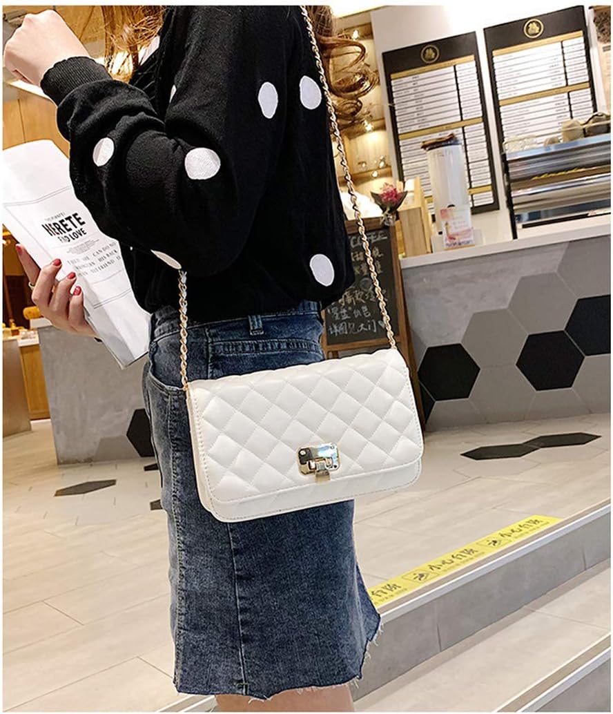 Damen Leder Schultertasche Mode Clutch Handtasche gesteppt Designer Crossbody Tasche mit Kettenrieme