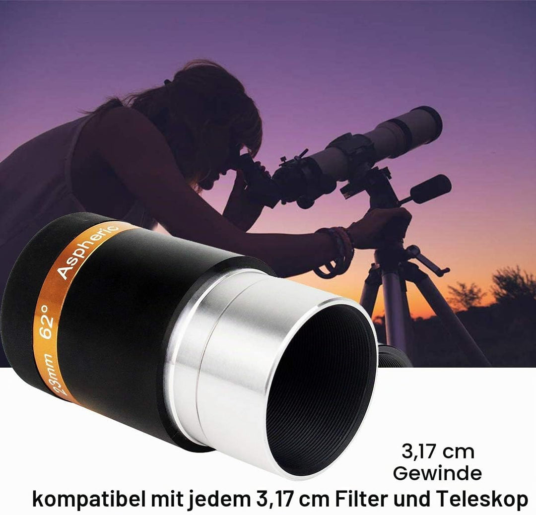 Svbony Teleskop Okular 1,25” 23mm 62° Weitwinkel Okular, Asphärisches Linse, High Definition Bilder,