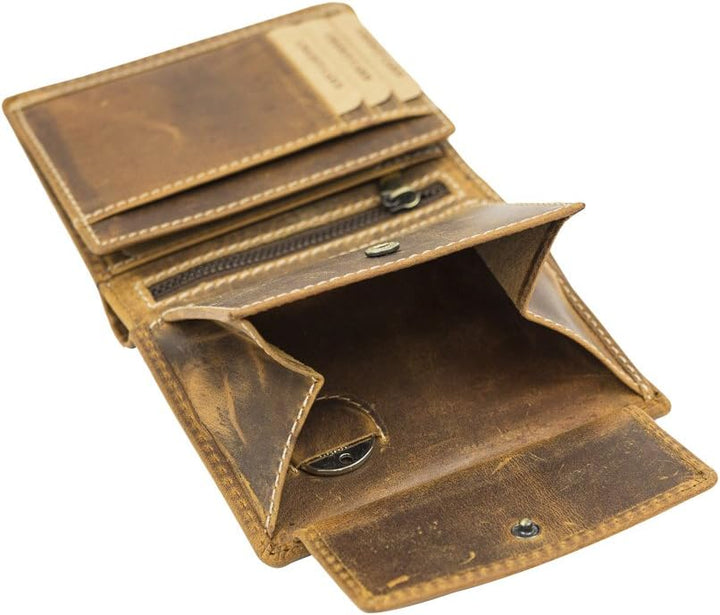 LEAS Herren Geldbeutel natur Männer Portmonee mit Geschenkbox im Used Look Echt-Leder - Vintage-Coll
