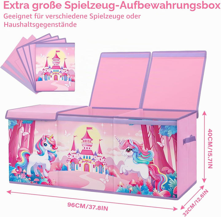 Extra Gross Aufbewahrungsbox mit Deckel Kinder, Zusammenklappbare Oxford-Spielzeugkiste mit Griff fü