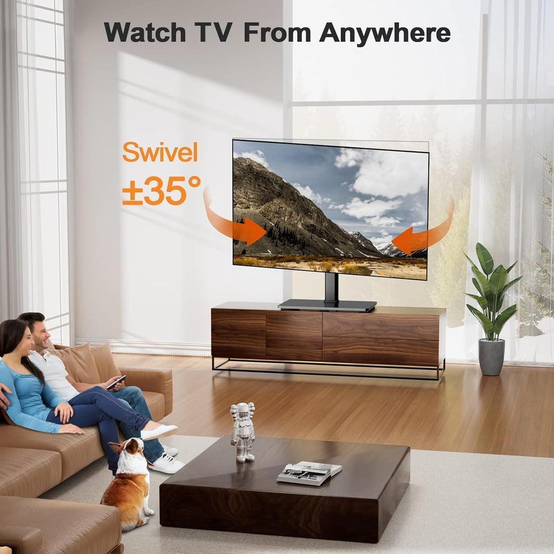 Perlegear TV Standfuss TV Ständer Schwenkbar für 37-65/70 Zoll Flach &amp; Curved Fernseher bis zu 45 KG
