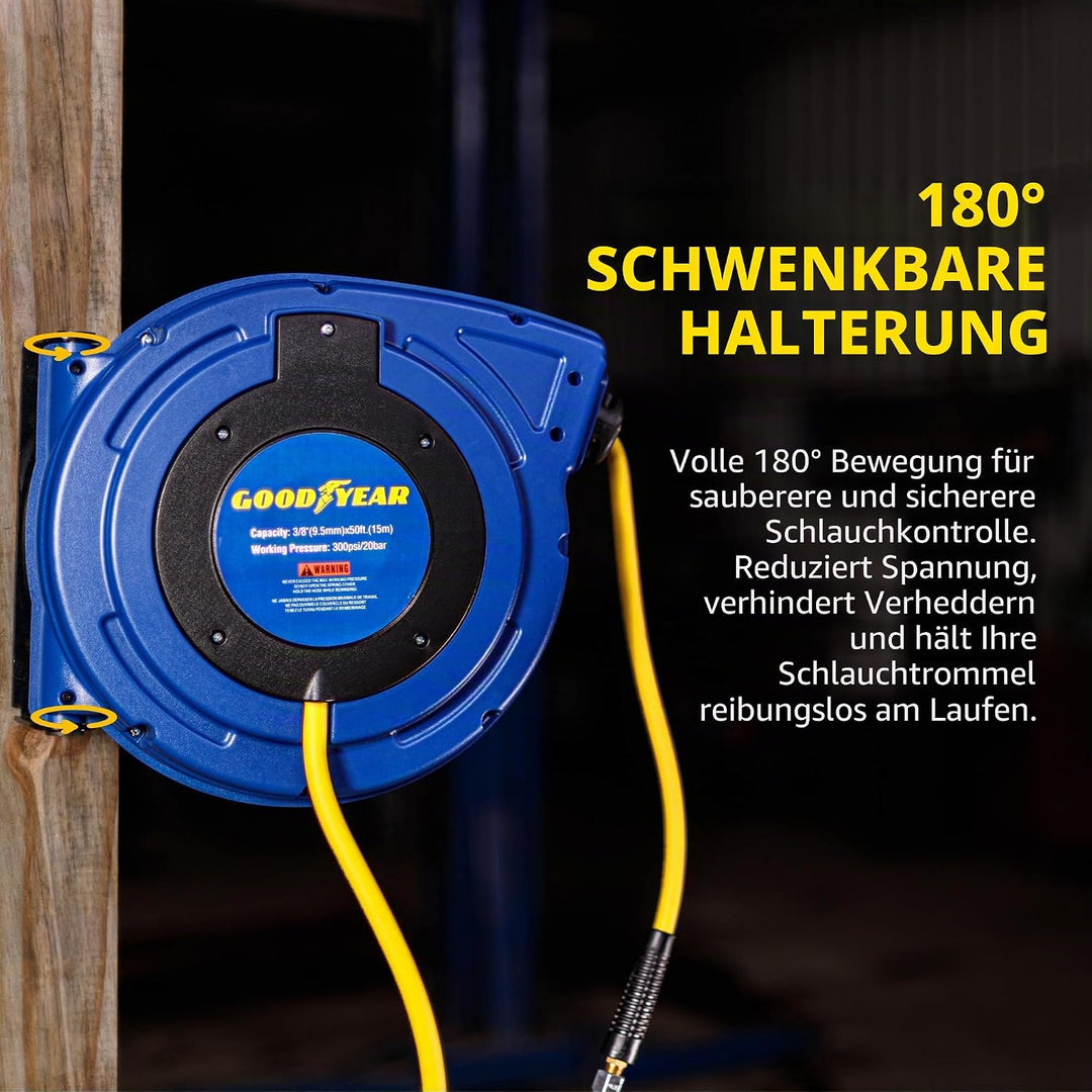 Goodyear 27527153g Enclosed einziehbare air Compressor/Wasser schlauchaufroller mit 3/8 in. x 50 ft.