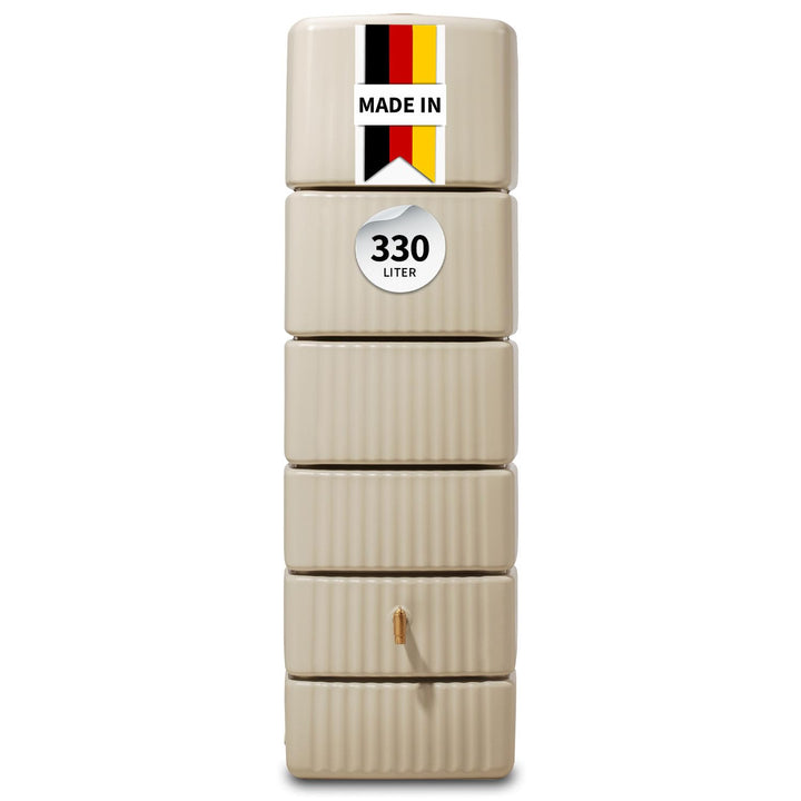 4rain Slim Wandtank Regentonne 330 Liter sandbeige - Regenwassertank, Wasserbehälter, Fass, Wasserta