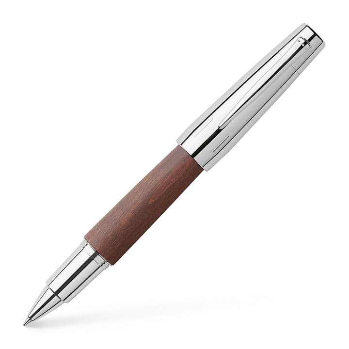 Faber-Castell 148215 - Tintenroller e-motion Holz/Chrom, Metallspitze 0,7 mm, inklusive Geschenkverp