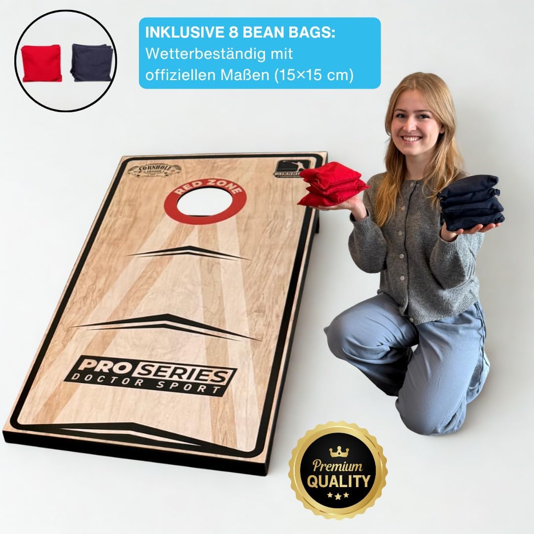 Cornhole Professional - 1x Brett - 120x60 cm – Offizielle 15x15 cm grosse Bean Bags – in Tragetasche