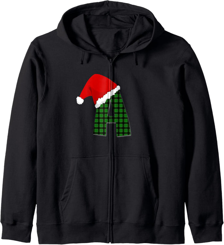 Buchstabe A Weihnachtsmann Mütze Monogramm Geschenk Kapuzenjacke