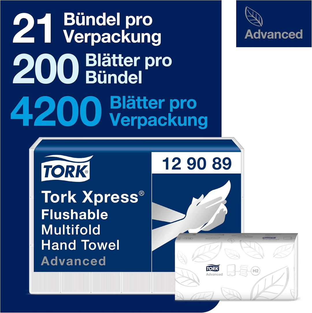 Tork Xpress weiche Multifold Papierhandtücher schnellauflösend 129089 - H2 Advanced Falthandtücher f