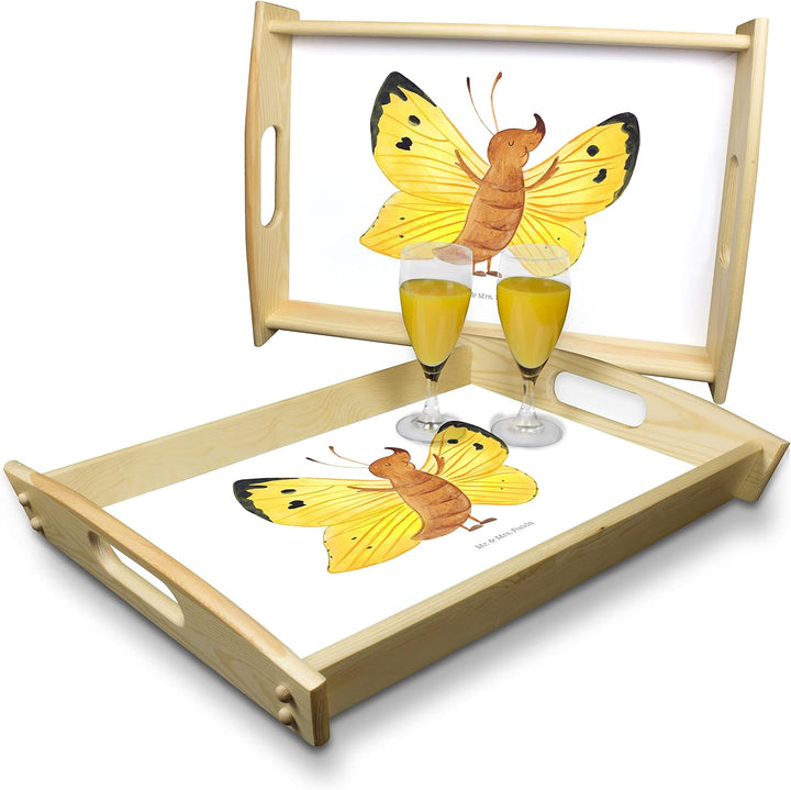 Mr. & Mrs. Panda Frühstückstablett Schmetterling Zitronenfalter - Geschenk, Gute Laune, Motivierend,