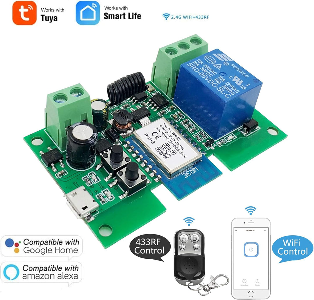 Newgoal WiFi Inching/Selbstsperrendes Relaismodul WiFi Momentary Switch mit 433 MHz RF Fernbedienung