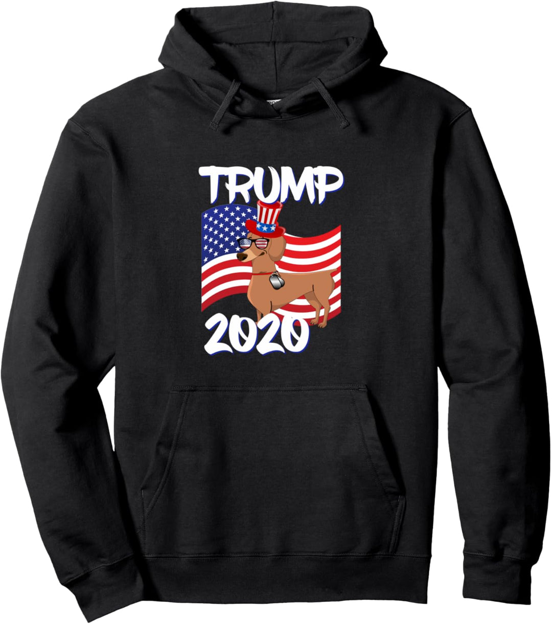 Trump 2020 Red White Blue USA Flag Graphic Patriotic Dog Pullover Hoodie